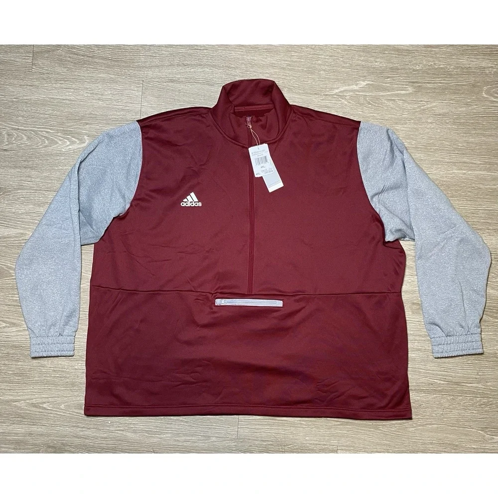 *NWT Men Size 4XL Adidas‎ Texas A&M Team Issue 1/4 Zip Pullover HI3072 Maroon